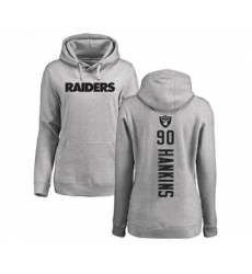 Football Women's Oakland Raiders #90 Johnathan Hankins Ash Backer Pullover Hoodie