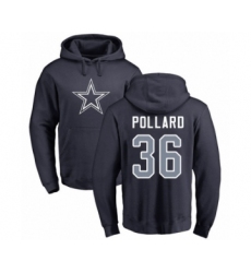 Football Dallas Cowboys #36 Tony Pollard Navy Blue Name & Number Logo Pullover Hoodie