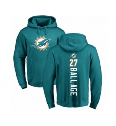 Football Miami Dolphins #27 Kalen Ballage Aqua Green Backer Pullover Hoodie