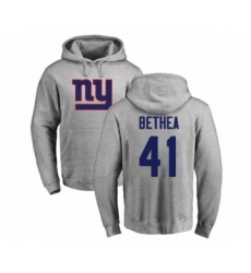 Football New York Giants #41 Antoine Bethea Ash Name & Number Logo Pullover Hoodie