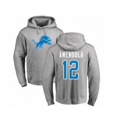Football Detroit Lions #12 Danny Amendola Ash Name & Number Logo Pullover Hoodie