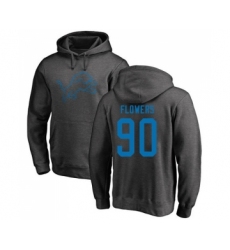 Football Detroit Lions #90 Trey Flowers Ash One Color Pullover Hoodie