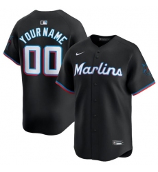 Men's Miami Marlins Customized Black 2024 Alternate Limited Stitched Baseball Jersey