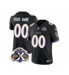 Men's Nike Baltimore Ravens Active Player Custom Black 2023 F.U.S.E Throwback Vapor Limited Stitched Jersey