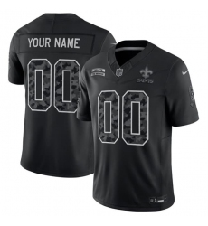 Men's New Orleans Saints Active Player Custom Black F.U.S.E. 2026 Salute to Service Limited Football Stitched Jersey