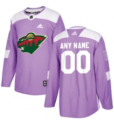 Men's Minnesota Wild adidas Purple Hockey Fights Cancer Custom Practice Jersey