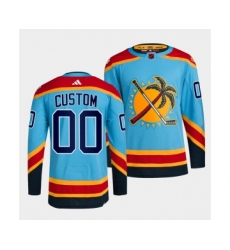 Men's Florida Panthers Custom Blue 2022 Reverse Retro Stitched Jersey