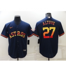 Men's Houston Astros #27 Jose Altuve Navy Blue Rainbow Stitched MLB Cool Base Nike Jersey