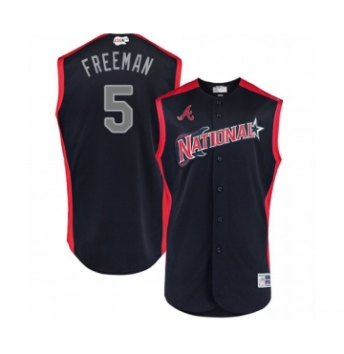 Men's Atlanta Braves #5 Freddie Freeman Authentic Navy Blue National League 2019 Baseball All-Star Jersey