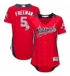 Women's Majestic Atlanta Braves #5 Freddie Freeman Game Red National League 2018 MLB All-Star MLB Jersey