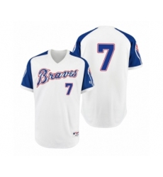 Youth Braves #7 Dansby Swanson White 1974 Turn Back the Clock Authentic Jersey