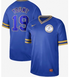 Men's Nike Milwaukee Brewers #19 Robin Yount Royal Authentic Cooperstown Collection Stitched Baseball Jersey