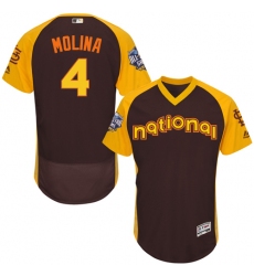 Men's Majestic St. Louis Cardinals #4 Yadier Molina Brown 2016 All-Star National League BP Authentic Collection Flex Base MLB Jersey