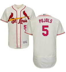 Men's Majestic St. Louis Cardinals #5 Albert Pujols Cream Alternate Flex Base Authentic Collection MLB Jersey