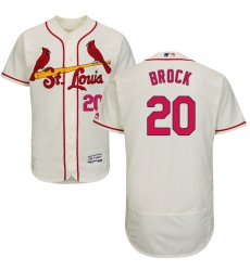 Men's Majestic St. Louis Cardinals #20 Lou Brock Cream Alternate Flex Base Authentic Collection MLB Jersey