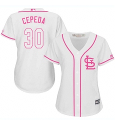 Women's Majestic St. Louis Cardinals #30 Orlando Cepeda Authentic White Fashion Cool Base MLB Jersey
