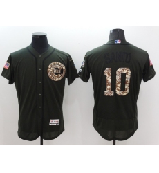 Men's Majestic Chicago Cubs #10 Ron Santo Authentic Green Salute to Service Jersey