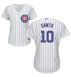 Women's Majestic Chicago Cubs #10 Ron Santo Replica White Home Cool Base MLB Jersey