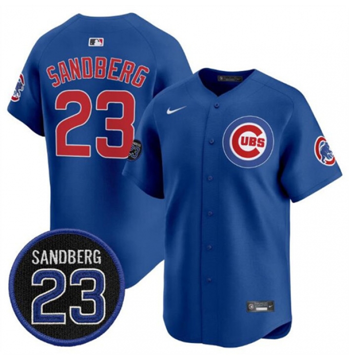 Men's Chicago Cubs #23 Ryne Sandberg Royal 'Ryne Sandberg Tribute' Vapor Limited V2 Stitched Baseball Jersey