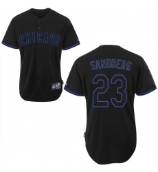 Men's Majestic Chicago Cubs #23 Ryne Sandberg Replica Black Fashion MLB Jersey