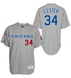 Men's Majestic Chicago Cubs #34 Jon Lester Authentic Grey 1990 Turn Back The Clock MLB Jersey