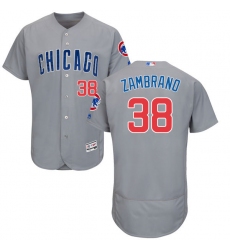 Men's Majestic Chicago Cubs #38 Carlos Zambrano Grey Road Flex Base Authentic Collection MLB Jersey