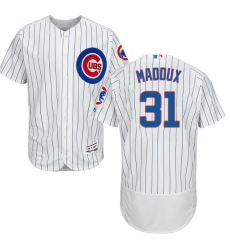 Men's Majestic Chicago Cubs #31 Greg Maddux White Home Flex Base Authentic Collection MLB Jersey