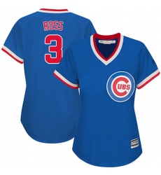 Women's Majestic Chicago Cubs #3 David Ross Authentic Royal Blue Cooperstown MLB Jersey