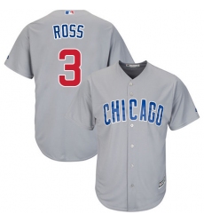 Youth Majestic Chicago Cubs #3 David Ross Authentic Grey Road Cool Base MLB Jersey