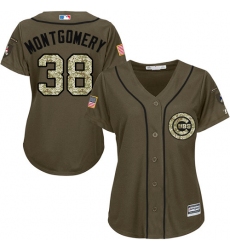 Women's Majestic Chicago Cubs #38 Mike Montgomery Authentic Green Salute to Service MLB Jersey