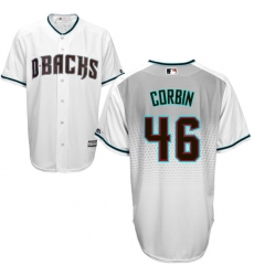 Men's Majestic Arizona Diamondbacks #46 Patrick Corbin Replica White/Capri Cool Base MLB Jersey