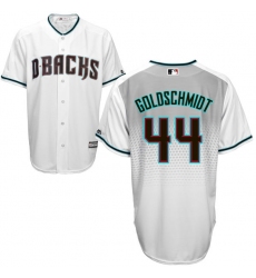 Men's Majestic Arizona Diamondbacks #44 Paul Goldschmidt Replica White/Capri Cool Base MLB Jersey