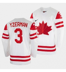 Men's Steve Yzerman Canada Hockey White 2022 Winter Olympic #3 Salt Lake City Jersey