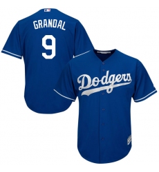 Youth Majestic Los Angeles Dodgers #9 Yasmani Grandal Authentic Royal Blue Alternate Cool Base MLB Jersey