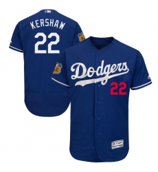 Men's Majestic Los Angeles Dodgers #22 Clayton Kershaw Royal Blue 2017 Spring Training Authentic Collection Flex Base MLB Jersey