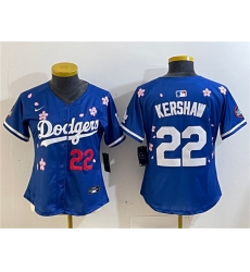 Women's Los Angeles Dodgers #22 Clayton Kershaw Royal 2025 Tokyo Series Limited Stitched Baseball Jersey(Run Small)