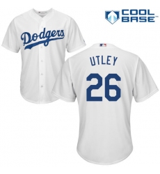 Men's Majestic Los Angeles Dodgers #26 Chase Utley Replica White Home Cool Base MLB Jersey