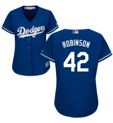 Women's Majestic Los Angeles Dodgers #42 Jackie Robinson Authentic Royal Blue Alternate Cool Base MLB Jersey
