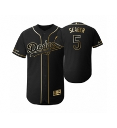 Men's 2019 Golden Edition Los Angeles Dodgers Black #5 Corey Seager Flex Base Jersey