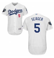 Men's Majestic Los Angeles Dodgers #5 Corey Seager White Home Flex Base Authentic Collection 2018 World Series MLB Jersey