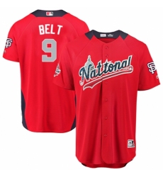 Youth Majestic San Francisco Giants #9 Brandon Belt Game Red National League 2018 MLB All-Star MLB Jersey