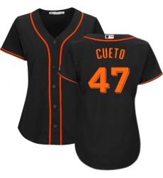 Women's Majestic San Francisco Giants #47 Johnny Cueto Authentic Black Alternate Cool Base MLB Jersey