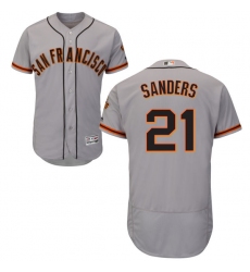 Men's Majestic San Francisco Giants #21 Deion Sanders Grey Road Flex Base Authentic Collection MLB Jersey