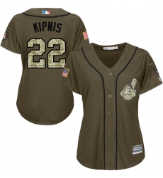 Women's Majestic Cleveland Indians #22 Jason Kipnis Authentic Green Salute to Service MLB Jersey