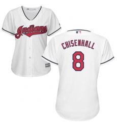 Women's Majestic Cleveland Indians #8 Lonnie Chisenhall Authentic White Home Cool Base MLB Jersey