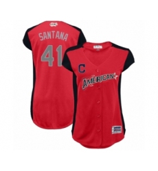 Women's Cleveland Indians #41 Carlos Santana Authentic Red American League 2019 Baseball All-Star Jersey