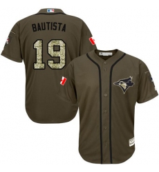 Youth Majestic Toronto Blue Jays #19 Jose Bautista Authentic Green Salute to Service MLB Jersey