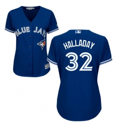Women's Majestic Toronto Blue Jays #32 Roy Halladay Authentic Blue Alternate MLB Jersey