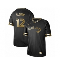 Men's Toronto Blue Jays #12 Roberto Alomar Authentic Black Gold Fashion Baseball Jersey