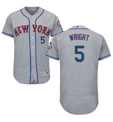 Men's Majestic New York Mets #5 David Wright Grey Road Flex Base Authentic Collection MLB Jersey